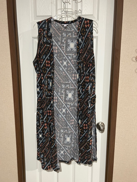 LuLaRoe Jackets & Blazers - Patterned Sleeveless Black & Blue Women's vest large lularoe